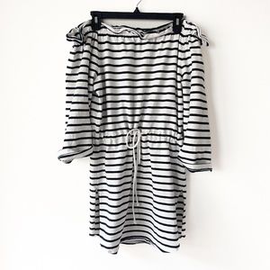 Swimsuit / Beach Off-Shoulder Coverup Dress Navy and White Striped Size M/L